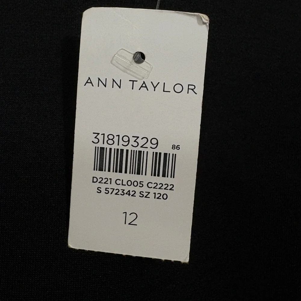 Ann Taylor Womens Black Double Knit Midi Flare Dress Size 12 NEW - Picture 5 of 14